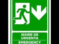 Semn de iesire cu  directie in jos emergency exit