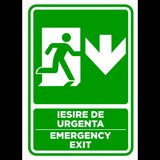 Semn de iesire cu  directie in jos emergency exit